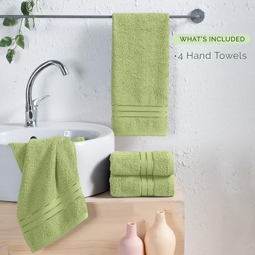 Image of Elegant Comfort Three Line Popcorn Towel Set for Bathroom 16 x 28 inches, Premium Hotel Quality 4-Pack Hand Towels, 100% Turkish Cotton, Soft and Durable, Quick Dry and Highly Absorbent, Sage Green