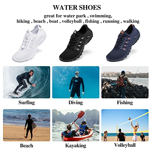 Image of Racqua Mens&Womens Water Shoes Quick-Dry Aqua Shoes Beach Sport Swim Shoes Barefoot for Boating Fishing Diving Surfing Pool River Lake Hiking, White, 8 Women /7 Men
