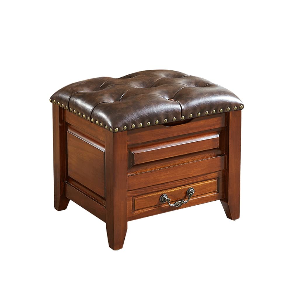 Banc à chaussures en cuir avec tiroir de rangement pour couloir et salon