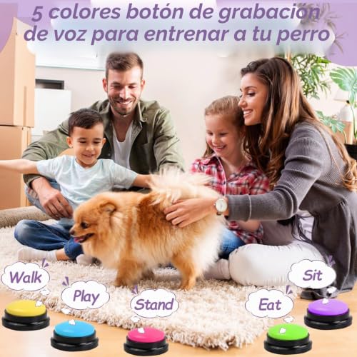 Miniatura 6 de 5 Piezas Botones Parlantes Para Perros, Grabable Zumbadores De Entrenamiento Botones De Comunicación Para Mascotas, Boton Para Hablar De Perros, Botón De Conversación Para Perros