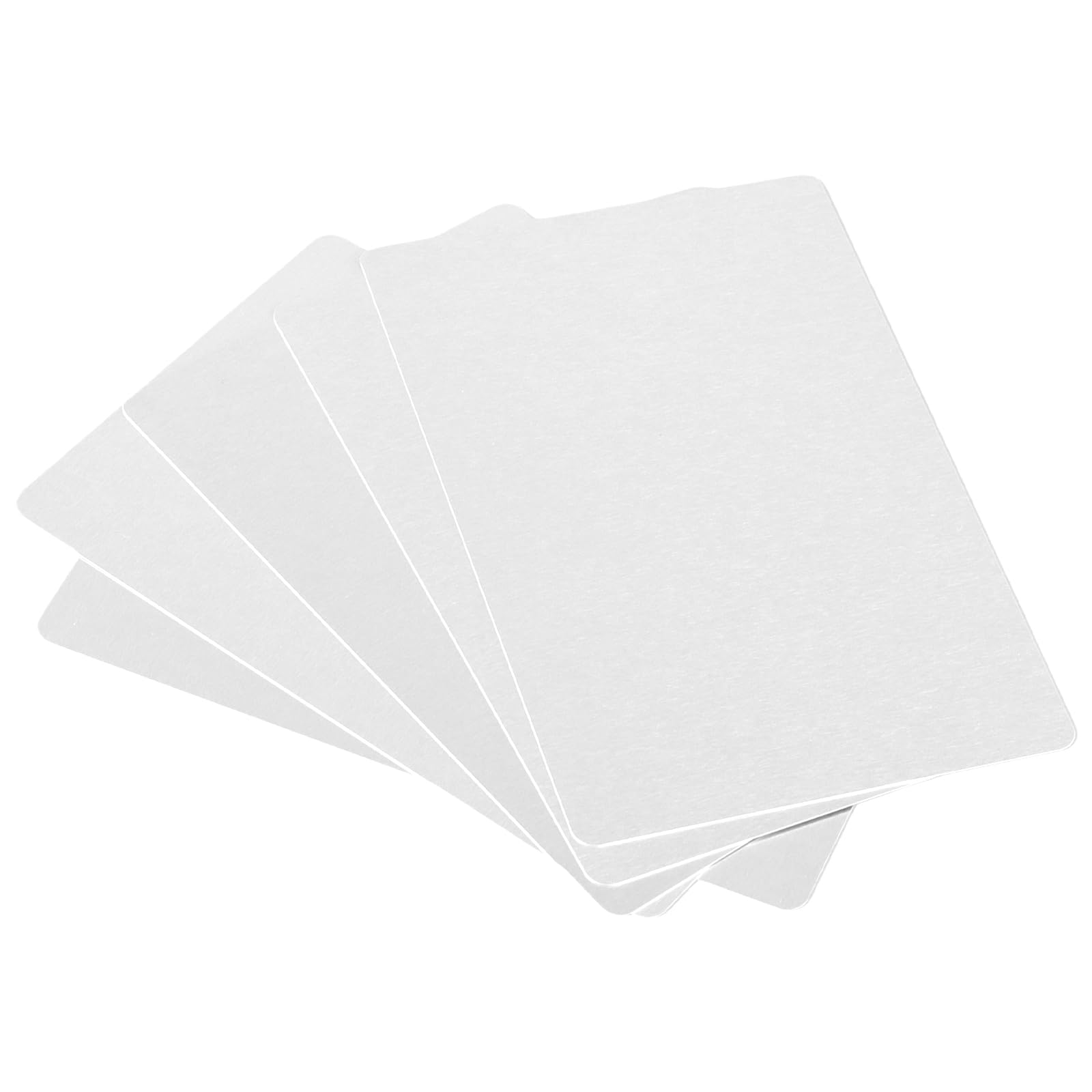 KEILEOHO 150 sztuk aluminiowych wizytówek, puste srebrne, 86 x 54 x 0,21 mm, metalowe wizytówki, aluminiowe puste wizytówki do biura, DIY, karty podarunkowe, oznaczenie laserowe