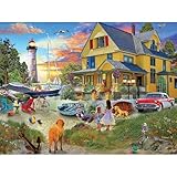 White Mountain 500 Piece Jigsaw Puzzle Summer Nostalgic Lighthouse Puzzles with Large Pieces Gift for Adults 18'x24' - My Yellow Beach House