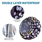 Shower Cap for Women Set of 4, Bath Caps, Double Layers Hair Caps + 2 Satin Hair Scrunchies, Reusable Waterproof Shower Caps, Elastic Hair Cap for Shower - Pattern A - Image 2