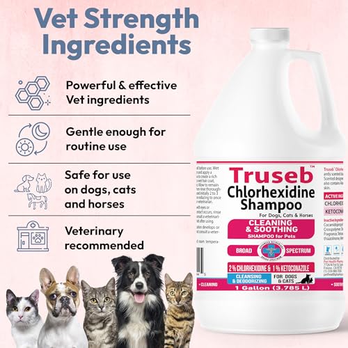 Truseb Topical Ketoconazole and Chlorhexidine Shampoo for Dogs, Cats & Horses Pleasantly Scented with a Cucumber Melon Scent with Aloe (Ketoconazole & Chlorhexidine Shampoo, 1 Gallon) - Image 7