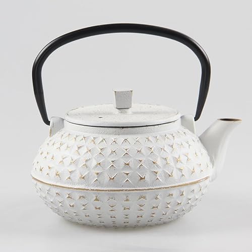 鉄瓶 鉄器 Iron kettle 急須 白 鉄急須 びんお ケトル 鉄びん うろこ紋 鋳鉄 ケトル 白い びんお 複数の選択肢 家庭用ティーメーカー 茶こし付 おしゃれ きゅうす 鋳鉄ティーポット お茶、水、電気陶器炉ティーセットを調理する (1000M