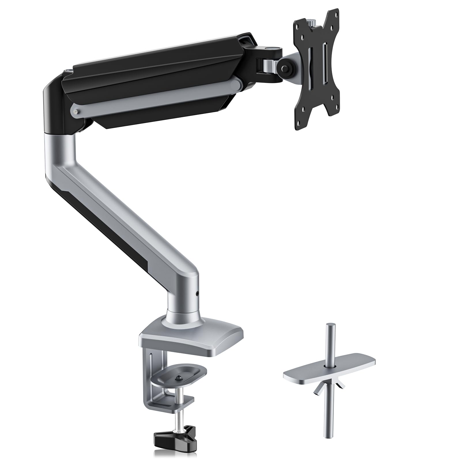 suptek Monitor Halterung für 13-32 Zoll LED LCD Bildschirm bis zu 9 kg, Monitor Arm mit Gasfeder, 360° Drehbar Höhenverstellbar Schwenkbar Neigbar, Monitorhalterung VESA 75x75/100x100 mm, Grau