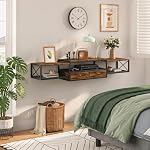 HavenlyYouth 55" Floating TV Stand, Modern Entertainment Center, Wall-Mounted Media Console Shelf for Under TV Storage, TV Cabinet for Living Room, Bedroom, Rustic Brown