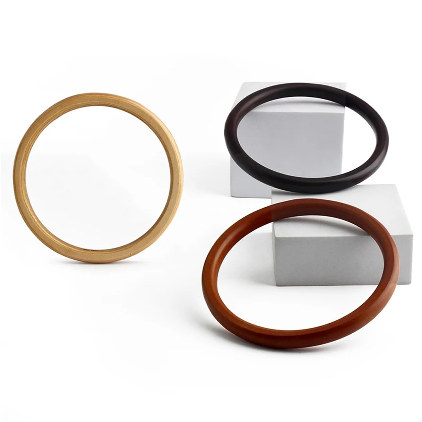 Asas para Bolsos 2 uds., 11,5 cm, mango redondo plano de madera en forma O, bolso cruzado, tejido, marco cartera, accesorios artesanía costura DIY para Hacer Bolsas(A,6 pieces)