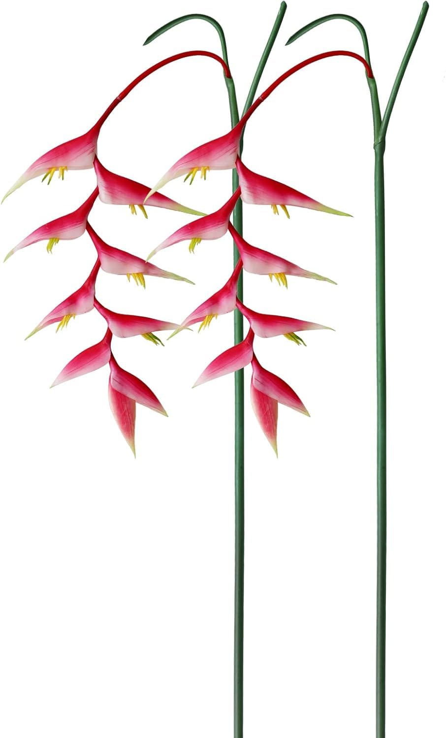 AtHomeYuyue 35" Artificial Heliconia 2pcs Pink Faux Bird of Paradise Fake Tropical Flowers for Vase Bouquets Home Office Wedding Decor(Pink)