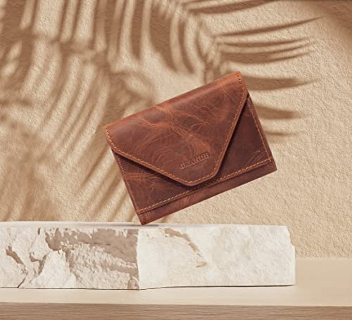 grande 3639 Genuine Leather Card Holder For Women and Men Slim Minimalist Small Accordion Magnetic Wallet (Chocolate Brown)2