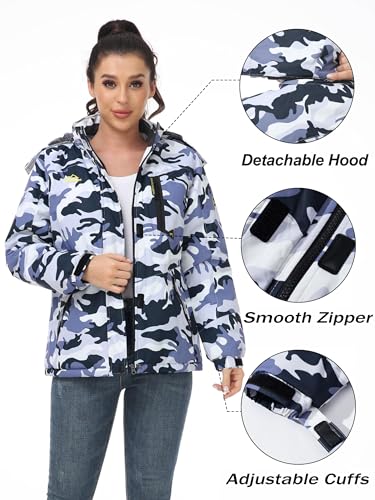 Magcomsen Women Snow Jackets Waterproof Insulated Ski Jackets Ladies Warm Winter Raincoats Thick Thermal Coats Grey Camo thumb #3