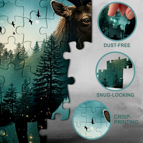Puzzle de Arte Elk Forest para Adultos 1000 Piezas Naturaleza, Animales, Paisaje Mágico, Rompecabezas Desafiante miniatura 4