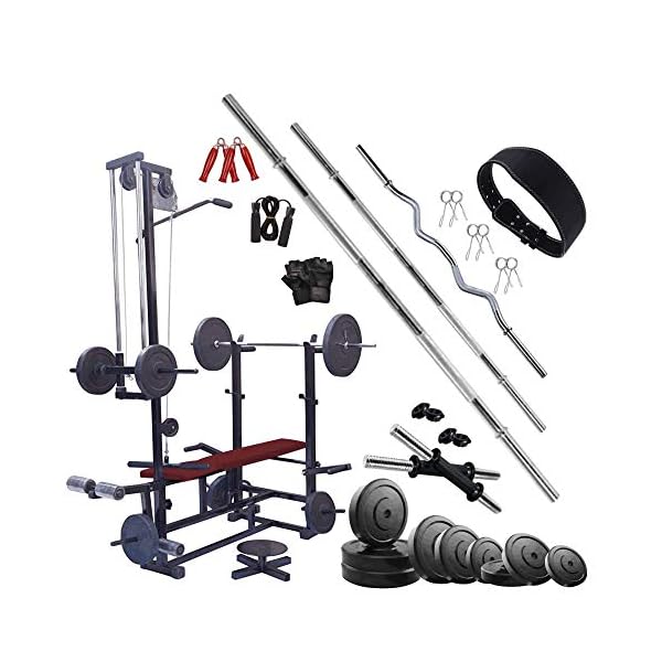 HASHTAG FITNESS 20 in1, Flat Bench Home Gyms & equipments with 50kg