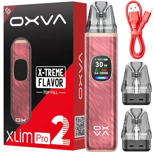 Oxva Xlim Pro 2 Pod Kit (Rose Pink) Compatible With Oxva Xlim Pods - Xlim V3 Pods - EZ Pods -1300mah Battery 2A Fast Charge 0.56-inch Display 2ml Vape Pod No Nicotine