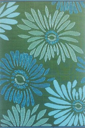 Tapete exterior reversible Mad Mats Daisy Green & Aqua 8x10 miniatura 1