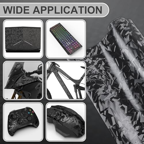 Image of Lypumso PET Forged Carbon Fiber Vinyl Wrap, Glossy Car Vinyl Film for Automotive with Air Release Technology for Vehicle Decal DIY Interior Exterior Decoration (3D Black Forged, 1ft x 10ft)