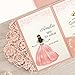 DORIS HOME 50pcs Laser Cut Quinceanera Invitations Pink, 4.7x7.1 Blank Quince Invitations for 15th Birthday, Invitation cards for Sweet 16 with Envelopes