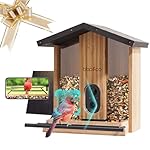 Bird Feeder with Camera Solar Powered, Smart Bird Feeder with AI Identify for 10000 Plus Species, Auto Capture & Real-time Notifications, Ideal Gift for Birdwatching, Bamboo