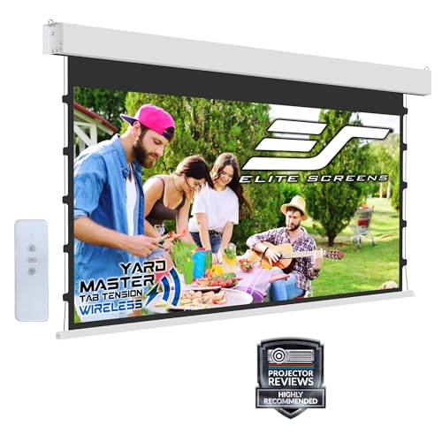 Image of Elite Screens Yard Master Tab Tension Wireless, 125-INCH Diag. 16:9 Outdoor Motorized Projector Screen, Built-in Rechargeable Lithium-Ion Battery, OMS125WHT-BAT-ELEC-X