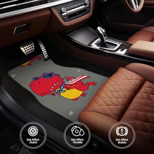Xiso Ver Dinosaurier Super Hero Cartoon Druck Auto Fußmatten 4er Set Universal Fit Automotive Allwetter Matten für SUV, Limousine, Van Autozubehör