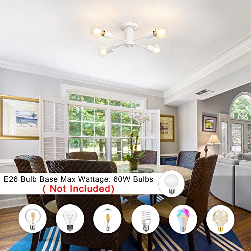 Zchaoz 4 Lights Antique White Farmhouse Ceiling Light Fixture Flush Mount Chandelier Ceiling Lamp Modern Sputnik Light Fixtures Hanging For Dining Room Bedroom Living Room Kitchen Entryway Foyer #TOP3
