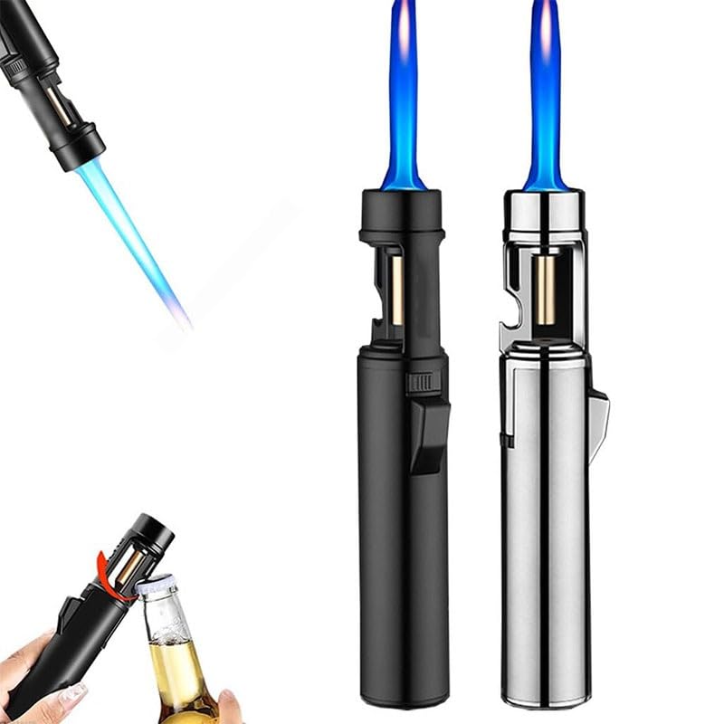 Encendedor butano recargable con llama ajustable y resistente al viento