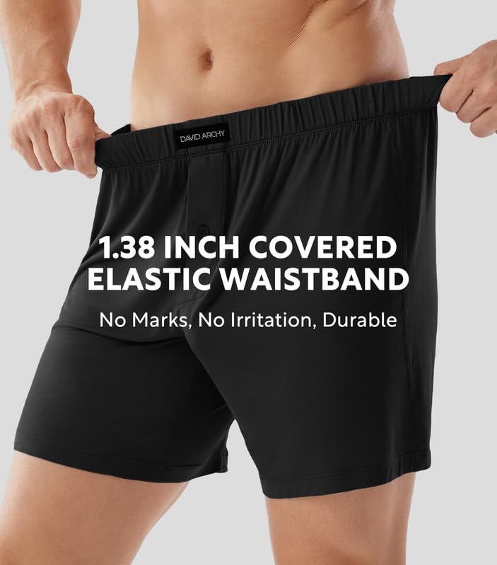 DAVID ARCHY Mens Boxer Shorts Breathable Rayon Made from Bamboo Boxers for Men Loose Fit Mens Underwear 3 or 5 Pack - Image 3