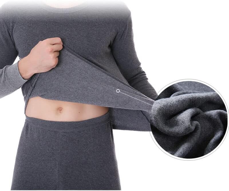 Miniatura 4 de Conjunto de ropa interior con forro polar de invierno para hombre, 100% algodón, térmicos, largos, parte superior inferior