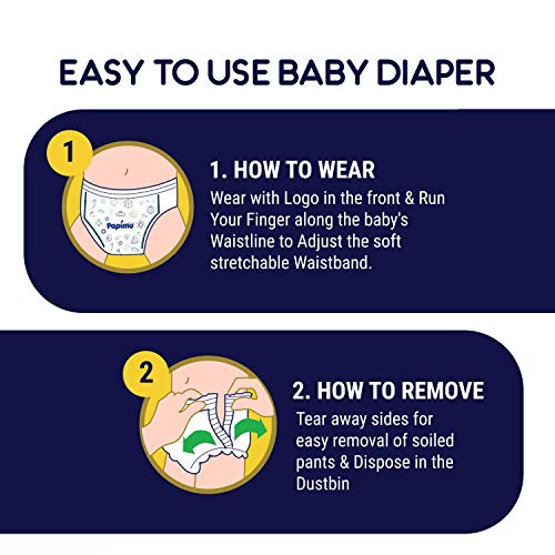 Image of Papimo Pant Style Baby Diapers with Aloe Vera (Medium, 40 Count)