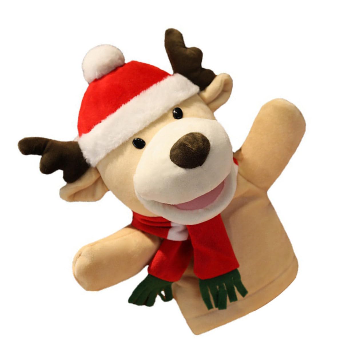 Hohopeti Juguetes de Peluche Marioneta de Mano Adorable Forma de Ciervo Navideño para Padres Hijos Títere de Dedo para Juguete Navideño Títere de Ciervo para Interactivo