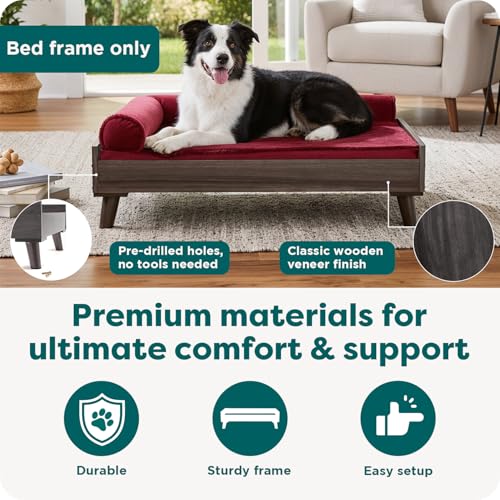 Image of Furhaven (Old Version) Elevated Dog Bed Frame for 44 inch x 35 inch XL Dog Beds, Easy Assembly - Mid-Century Modern Bed Frame - Gray Wash, Jumbo /XL