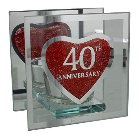 Ruby 40th Wedding Anniversary Tea Light Holder Mirrored Glass Cover