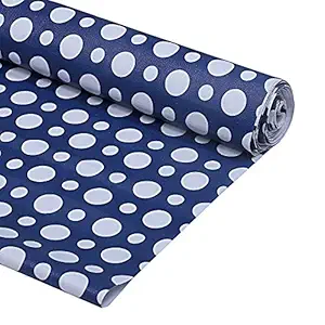 Amazon Brand - Solimo PVC Wardrobe and Kitchen Cupboard cum Shelf Mat Liner, Polka, 5 Meters, Blue, Polyvinyl Chloride