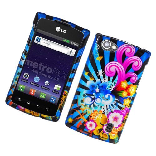 Eagle Cell PILGMS695G2D170 Stylish Hard Snap-On Protective Case for LG Optimus Elite/Optimus M+/Optimus Plus/Optimus Quest - Retail Packaging - Colorful Fireworks