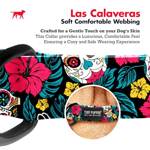 Image of Tuff Pupper Premium Adjustable Dog Collar for Extra Large Boy & Girl Dogs, Stylish Pattern Collars Designed in USA, Quick Release Buckle, DayoftheDead Print, XL (1.25 Inch Wide x 20-30 Inch Neck)