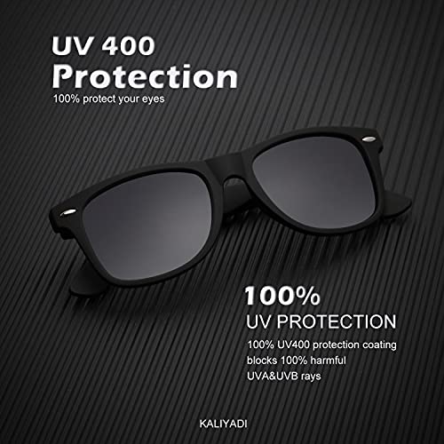 Image of KALIYADI Polarized Sunglasses for Men and Women Matte Finish Sun glasses Color Mirror Lens UV Blocking (3 Pack)