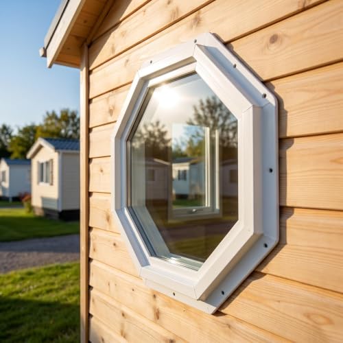 Ventana octogonal de vinilo con vidrio templado de baja emisividad de 18x18 7