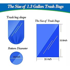 1.3 Gallon 120 pcs (1.2-1.3 Gal) Small Clear Trash Bags, Strong 1.2 Gallon 1.3 Gallon Garbage Bags, Bathroom Trash Can Bin Liners,Mini Bags Waste Basket Liner,Fit 5-6 Liter, 1-1.3 Gal (1.3C120)