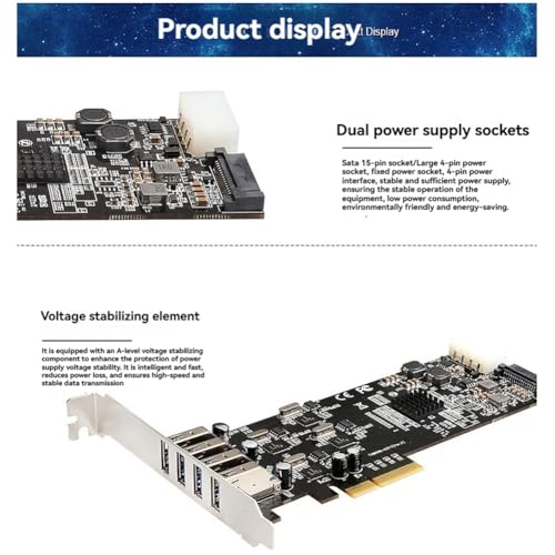Adaptador de tarjeta de expansión PCI-e a USB 3.0 hub de 4 puertos para PC de escritorio 5