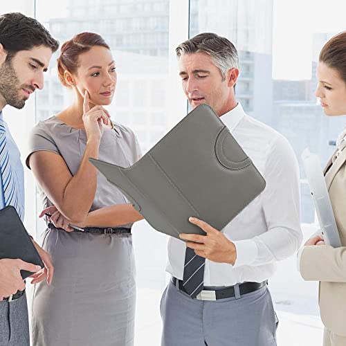 Atailorbird Padfolio,Magnetic Handle Pu Leather Zippered Portfolio With 3 Ring Binder Document Organizer For Business Interview Office,Gray #TOP6