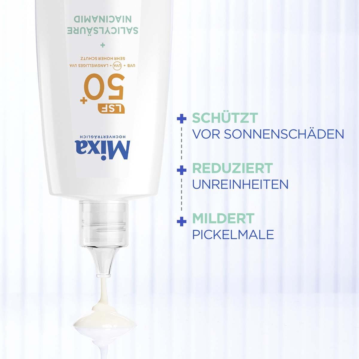 Mixa Krem UV LSF50+ do codziennego użytku, ochrona przed zanieczyszczeniami, wysoka ochrona przed promieniowaniem UV, zmniejsza zanieczyszczenia nawet o 66%, 40 ml