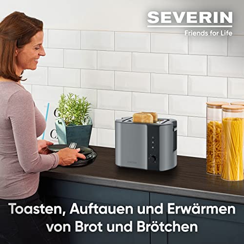 SEVERIN Automatik-Toaster, Toaster mit Brötchenaufsatz, hochwertiger Edelstahl Toaster zum Toasten, Auftauen und Erwärmen, 800 W, grau-metallic / schwarz, AT 9541 – Bild 4