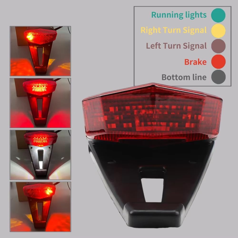 luz Trasera Motocicleta Para Surron Para Bee X Bicicleta Eléctrica DirtBike Universal Motocross LED Luz Trasera Luz De Freno(Red)