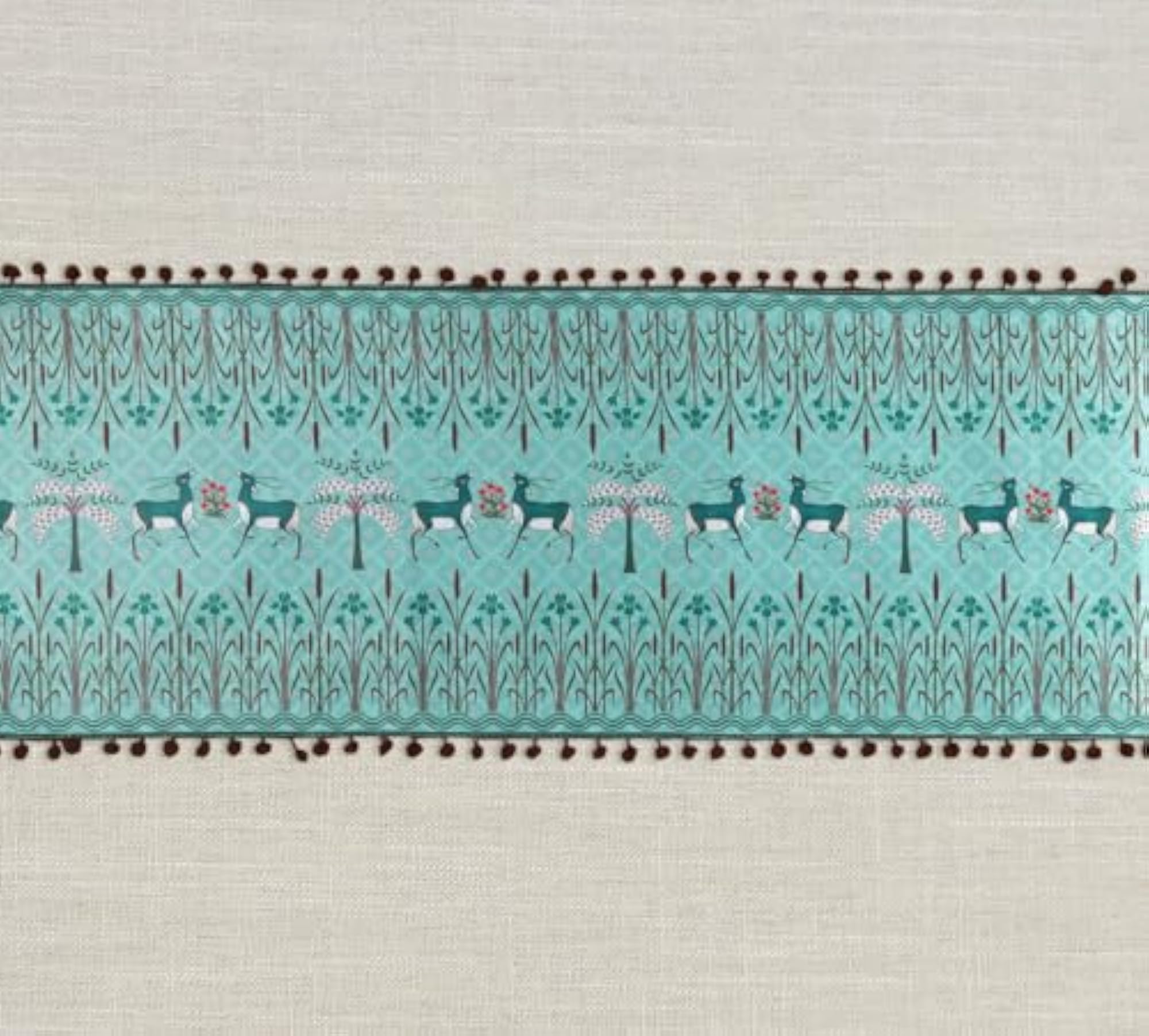 Mirroring Deer Garden Printed Micro Velvet Table Runner
