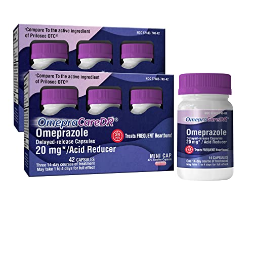 OmepraCare DR 84 Count Capsules Omeprazole 20mg Helps with Frequent