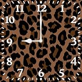 Soliyoahee Leopard Wall Clock Cheetah Fur African Animal Print 10inch Square Wooden Silent Non Ticking Battery Operated Clock for Living Room Bedroom Bathroom