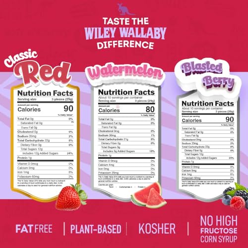 Wiley Wallaby Licorice 10 Ounce Classic Gourmet Soft & Chewy Australian Licorice Vegan Candy Twists, 6 Pack Variety