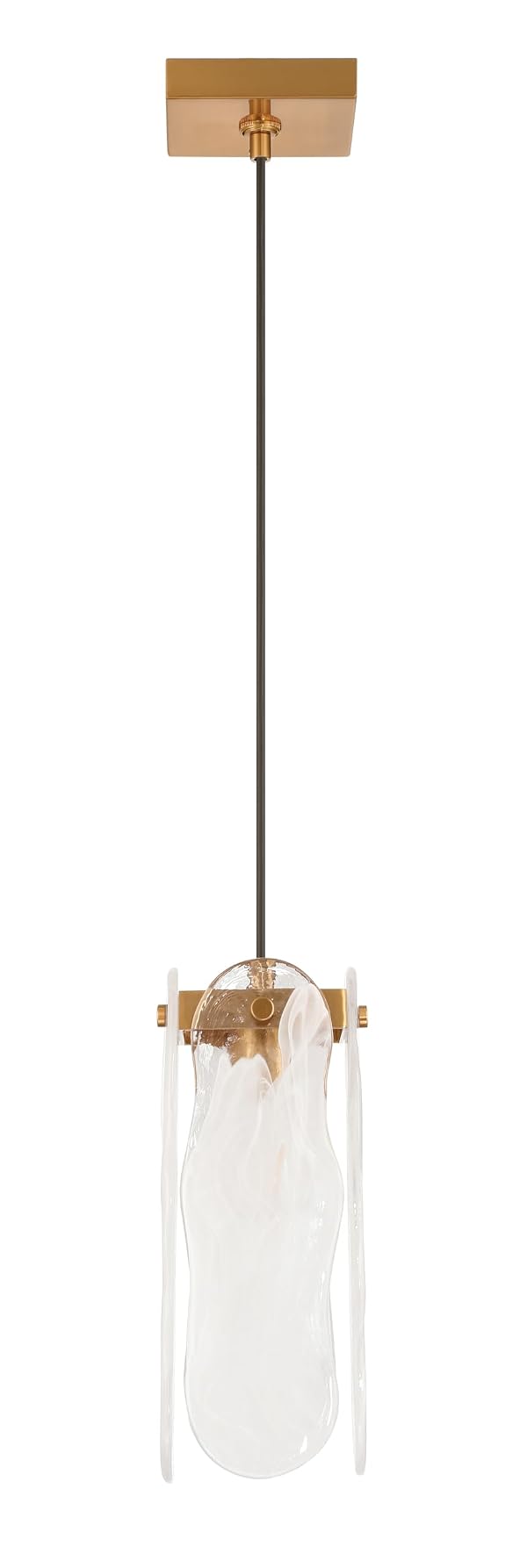Craftmade - Angela 1 Light 12 in. Satin Brass Finish Pendant Light with White Art Glass by Craftmade - Used condition - Image 3