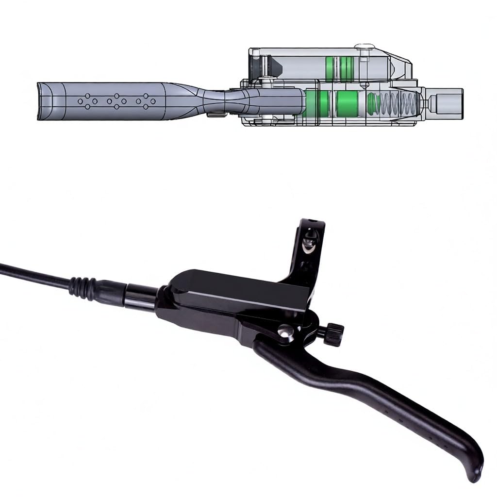 Freno de disco hidráulico MTB de 4 pistones para bicicleta de montaña delantera y trasera, freno de bicicleta para carretera y montaña con diseño de doble freno, transmisión de presión de aceite