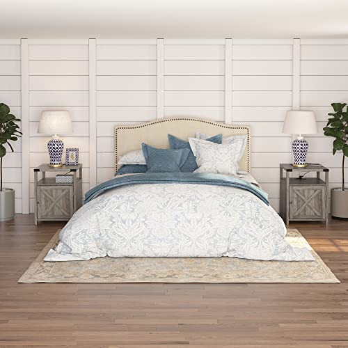 Hoseoka Farmhouse Nightstand With Charging Station, Rustic End Table Bedroom With Storage Living Room Side Table Beige Night Stand Industrial Bedside Bed Table With Usb Ports And Outlets #TOP4